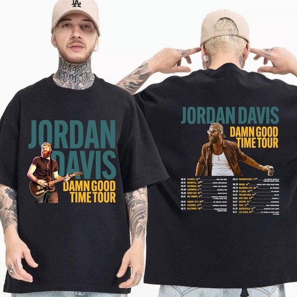 Danjord Other - Jordan Davis Country Music T-Shirt, Jordan Davis Damn Good Time Tour 2 Sided